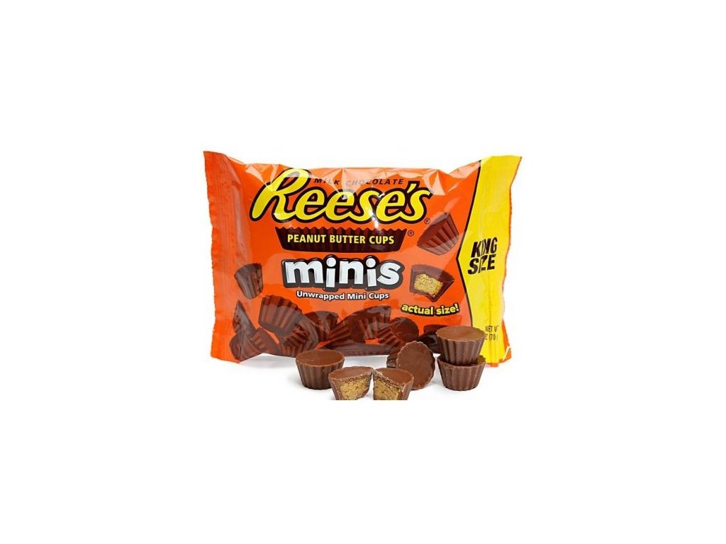 Reeses Minis 70g Čokoládové košíčky plněné nejlepším arašídovým máslem – tentokrát v mini velikosti v praktickém balení. Jeden sáček obsahuje 70g mini košíčků Reeses.
Složení: Poleva z mléčné čokolády (44%) [cukr,  ...