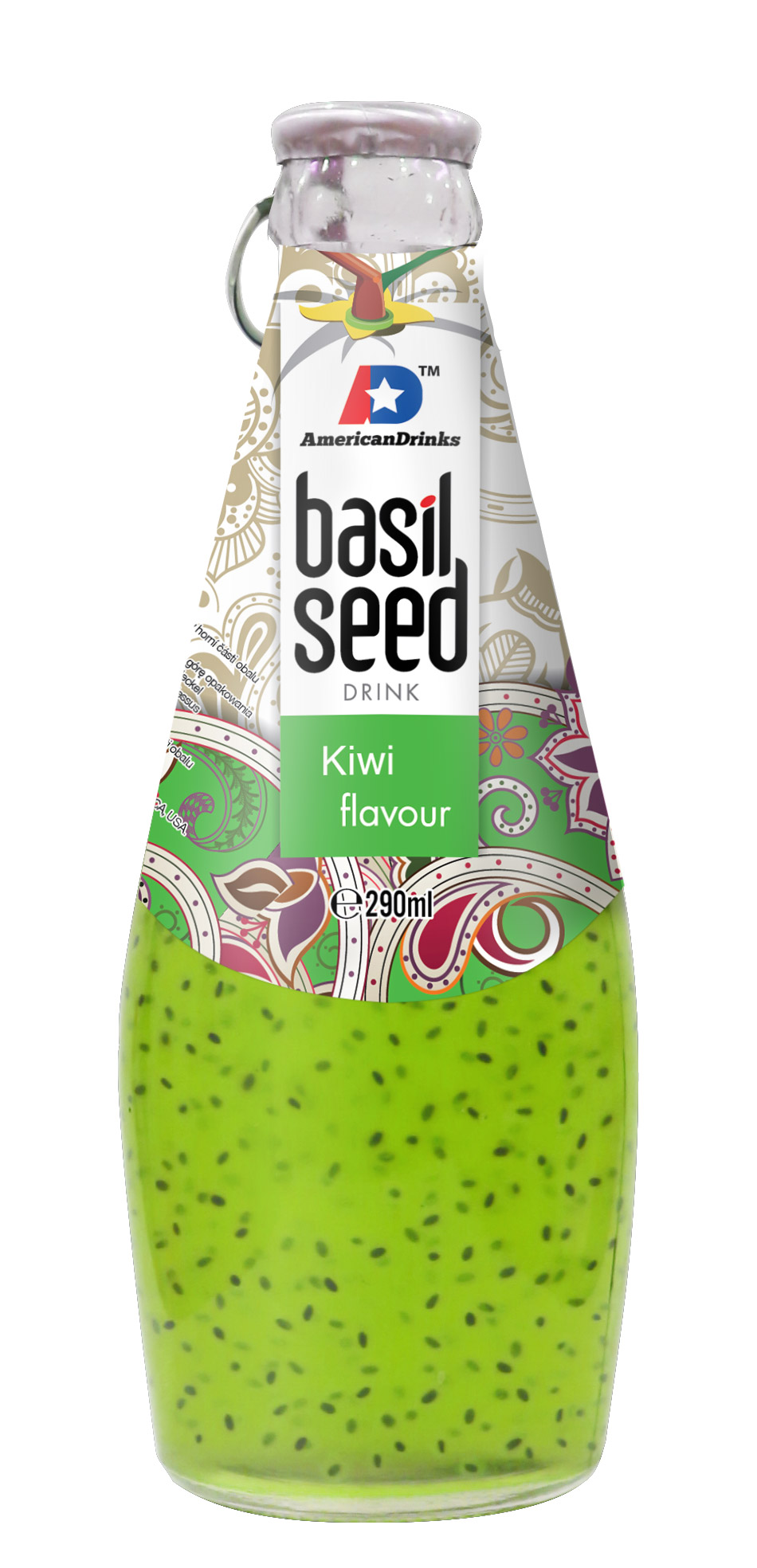 Kiwi flavor Basil Seed Jedná se o nealkoholický nápoj s bazalkovými semínky s příchutí kiwi. Dovoz Vietnam. 