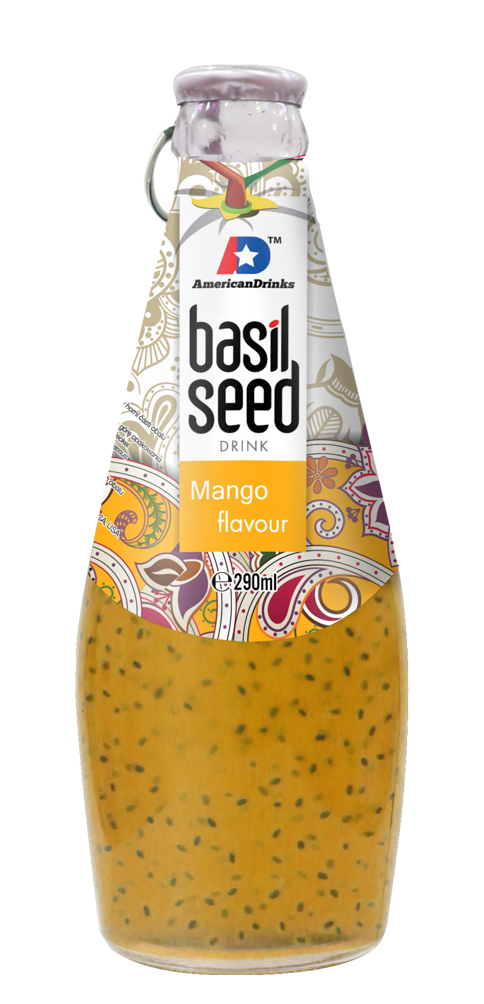 Mango flavor Basil Seed Jedná se o nealkoholický nápoj s bazalkovými semínky s příchutí manga. Dovoz Vietnam. 